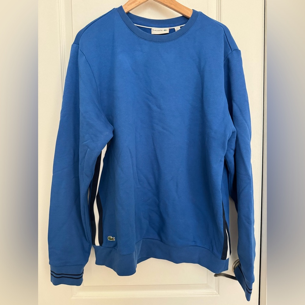 Lacoste Men’s Blue Crew Neck Sweater with Side Stripe size XXL/ 7